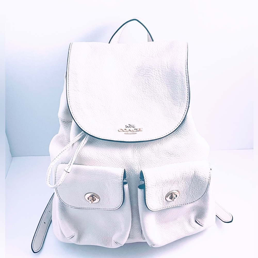 White Leather Coach Backpack